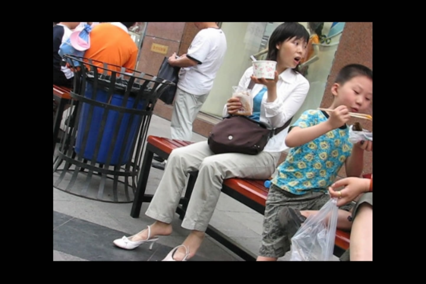 Mother Enjoy Food and Feeding Her Son